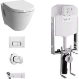 Vitra S50 Rimex Kanalsız Asma Klozet Soft Kapak Gömme Rezervuar Set Yavaş Kapanan Kapak