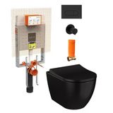 Vitra S60 Smoothflush Mat Siyah Kanalsız Asma Klozet Ve Gömme Rezervuar Tam Set 800-1896
