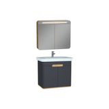 VitrA Sento 60809 60896 80 cm Antrasit Aynalı Kapaklı Banyo Dolabı Seti