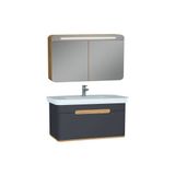 Vitra Sento Aynalı Çekmeceli Dolap Seti, Antrasit, 100CM (60820, 60897)