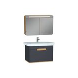 Vitra Sento Aynalı Çekmeceli Dolap Seti, Antrasit, 80CM (60819,60896)