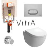 Vitra Sento Kanalsız Klozet Beyaz Asma Klozet 7748B003-0559, Vitra Gömme Rezervuar Set 768-1851