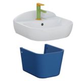 VitrA Sento Kids Lavabo ve Yarım Ayak Seti,45 CM, Beyaz Mavi