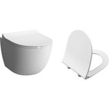 VitrA Sento Rim-Ex Kanalsız Asma Klozet + Yavaş Kapanan Vitra Slim Duroplast Klozet Kapağı - Beyaz