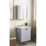 VitrA Shift T20 Banyo Dolabı Seti 60 cm – Lavabolu ve Ayna Dolaplı – Kül Gri