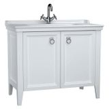 VitrA Valarte 62156 Mat Beyaz 100 cm Kapaklı Etajerli Lavabolu Tek Armatür Delikli Lavabo Dolabı
