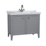 VitrA Valarte 62157 Mat Gri 100 cm Kapaklı Etajerli Lavabolu Tek Armatür Delikli Lavabo Dolabı