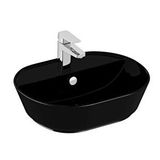 VitrA Vitra Geo Çanak Lavabo 7428b070-0001 Oval - 55x43 Cm - Tek Armatür Delikli - Su Taşma Delikli - Siyah