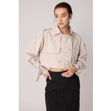 Vitrin Astarlı Önü Düğmeli Crop Trençkot