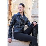 Vitrin Fermuarlı Suni Deri Crop Biker Ceket