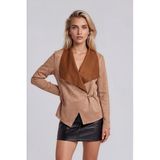 Vitrin Yanı Aksesuar Detaylı Süet Ceket - M - Vizon