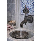 Vitrinbanyo Işlemeli Perlatörlü Duvar Tipi Hamam Kurna Osmanlı Musluğu Eskitme Siyah