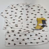 vitvit Erkek Çocuk Mickey Mouse Pijama Takımı ve Çorap - Beyaz - Kahve - 2 - 3 Yaş