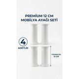 Viva 12 cm Beyaz Jumbo Mobilya Ayağı - Koltuk, Kanepe ve Baza Uyumludur (4'lü Set)