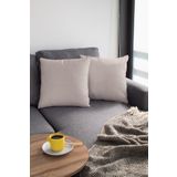 Viva Home 2'Li 43X43Cm Bej Dekoratif Çift Taraflı Kırlent Kılıfı Tay Tüyü Döşemelik Premium Kumaş Krl027