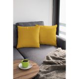 Viva Home 2'Li 43X43Cm Hardal Çift Taraflı Premium Tay Tüyü Döşemelik Kumaş Dekoratif Kırlent Kılıfı Krl025
