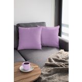Viva Home 2'Li 43X43Cm Lila Tay Tüyü Döşemelik Premium Kumaş Dekoratif Çift Taraflı Kırlent Kılıfı Krl013