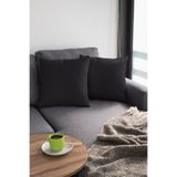 Viva Home 2'Li 43X43Cm Siyah Dekoratif Çift Taraflı Tay Tüyü Döşemelik Premium Kumaş Kırlent Kılıfı Krl004