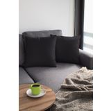 Viva Home 2'Li 43X43Cm Siyah Dekoratif Çift Taraflı Tay Tüyü Döşemelik Premium Kumaş Kırlent Kılıfı Krl004