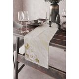 Viva Home 40X140Cm Dokuma Kumaş Premium Tay Tüyü Leke Tutmaz Masa Örtüsü Runner Gold Güller Rnr437