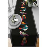 Viva Home 40X140Cm Dokuma Leke Tutmaz Premium Tay Tüyü Kumaş Masa Örtüsü Runner Otantik Kuşlu Rnr211