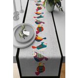 Viva Home 40X140Cm Leke Tutmaz Premium Tay Tüyü Dokuma Kumaş Masa Örtüsü Runner Otantik Kuşlu Rnr212