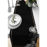Viva Home 40x140cm Tay Tüyü Premium Dokuma Leke Tutmayan Kumaş Masa Örtüsü Runner Simli Güller Rnr447