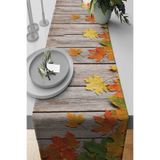 Viva Home 40X140Cm Tay Tüyü Premium Dokuma Leke Tutmaz Kumaş Masa Örtüsü Runner Çınar Yaprakları Rnr080