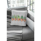 Viva Home 43x43cm Çift Taraflı Kırlent Yastık Kılıfı Premium Tay Tüyü Dokuma Leke Tutmayan Kumaş Kaktüs Krl335