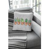Viva Home 43X43Cm Çift Taraflı Kırlent Yastık Kılıfı Premium Tay Tüyü Dokuma Leke Tutmaz Kumaş Kaktüs Krl335