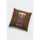 Viva Home 43X43Cm Çift Taraflı Kırlent Yastık Kılıfı Premium Tay Tüyü Mr. Teddy Bear Dokuma Kumaş Krl904
