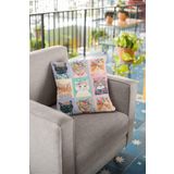 Viva Home 43X43Cm Dokuma Kedili Premium Tay Tüyü Kumaş Çift Taraflı Kırlent Yastık Kılıfı Krl457