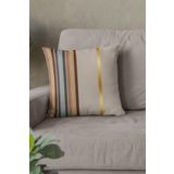 Viva Home 43X43Cm Dokuma Premium Tay Tüyü Kumaş Ince Çizgili Çift Taraflı Kırlent Yastık Kılıfı Krl989