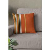 Viva Home 43X43Cm Ince Çizgili Premium Tay Tüyü Dokuma Kumaş Çift Taraflı Kırlent Yastık Kılıfı Krl987