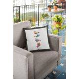 Viva Home 43X43Cm Kuşlu Premium Tay Tüyü Dokuma Kumaş Çift Taraflı Kırlent Yastık Kılıfı Krl212