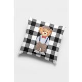Viva Home 43X43Cm Mr. Teddy Bear Çift Taraflı Kırlent Yastık Kılıfı Premium Tay Tüyü Dokuma Kumaş Krl896