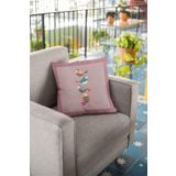 Viva Home 43X43Cm Premium Kuşlu Tay Tüyü Çift Taraflı Kırlent Yastık Kılıfı Dokuma Kumaş Krl213
