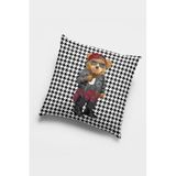 Viva Home 43X43Cm Premium Tay Tüyü Çift Taraflı Mr. Teddy Bear Kırlent Yastık Kılıfı Dokuma Kumaş Krl911