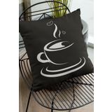 Viva Home 43X43Cm Premium Tay Tüyü Dokuma Kumaş Çift Taraflı Fincanlı Kırlent Yastık Kılıfı Krl136