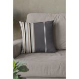 Viva Home 43X43Cm Premium Tay Tüyü Dokuma Kumaş Çift Taraflı Ince Çizgili Kırlent Yastık Kılıfı Krl990