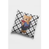 Viva Home 43X43Cm Premium Tay Tüyü Dokuma Kumaş Çift Taraflı Kırlent Mr. Teddy Bear Yastık Kılıfı Krl922