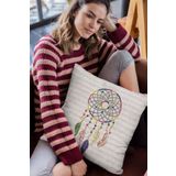 Viva Home 43X43Cm Premium Tay Tüyü Dokuma Kumaş Çift Taraflı Kırlent Yastık Kılıfı Düş Kapanı Krl078