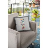 Viva Home 43X43Cm Premium Tay Tüyü Dokuma Kumaş Çift Taraflı Kuşlu Kırlent Yastık Kılıfı Krl209