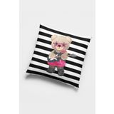 Viva Home 43X43Cm Premium Tay Tüyü Dokuma Kumaş Mrs. Teddy Bear Çift Taraflı Kırlent Yastık Kılıfı Krl897
