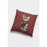 Viva Home 43X43Cm Premium Tay Tüyü Mr. Teddy Bear Çift Taraflı Kırlent Yastık Kılıfı Dokuma Kumaş Krl895