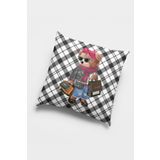 Viva Home 43X43Cm Premium Tay Tüyü Mrs. Teddy Bear Çift Taraflı Kırlent Yastık Kılıfı Dokuma Kumaş Krl914