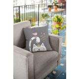 Viva Home 43X43Cm Tay Tüyü Dokuma Premium Kedili Kumaş Çift Taraflı Kırlent Yastık Kılıfı Krl440