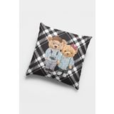 Viva Home 43X43Cm Tay Tüyü Dokuma Premium Kumaş Çift Taraflı Kırlent Mrs. Teddy Bear Yastık Kılıfı Krl905
