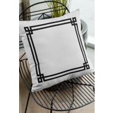 Viva Home 43X43Cm Tay Tüyü Dokuma Premium Kumaş Çift Taraflı Kırlent Yastık Kılıfı Çerçeveli Krl276