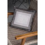 Viva Home 43X43Cm Tay Tüyü Dokuma Premium Kumaş Çift Taraflı Kırlent Yastık Kılıfı Klasik Çerçeveli Krl365